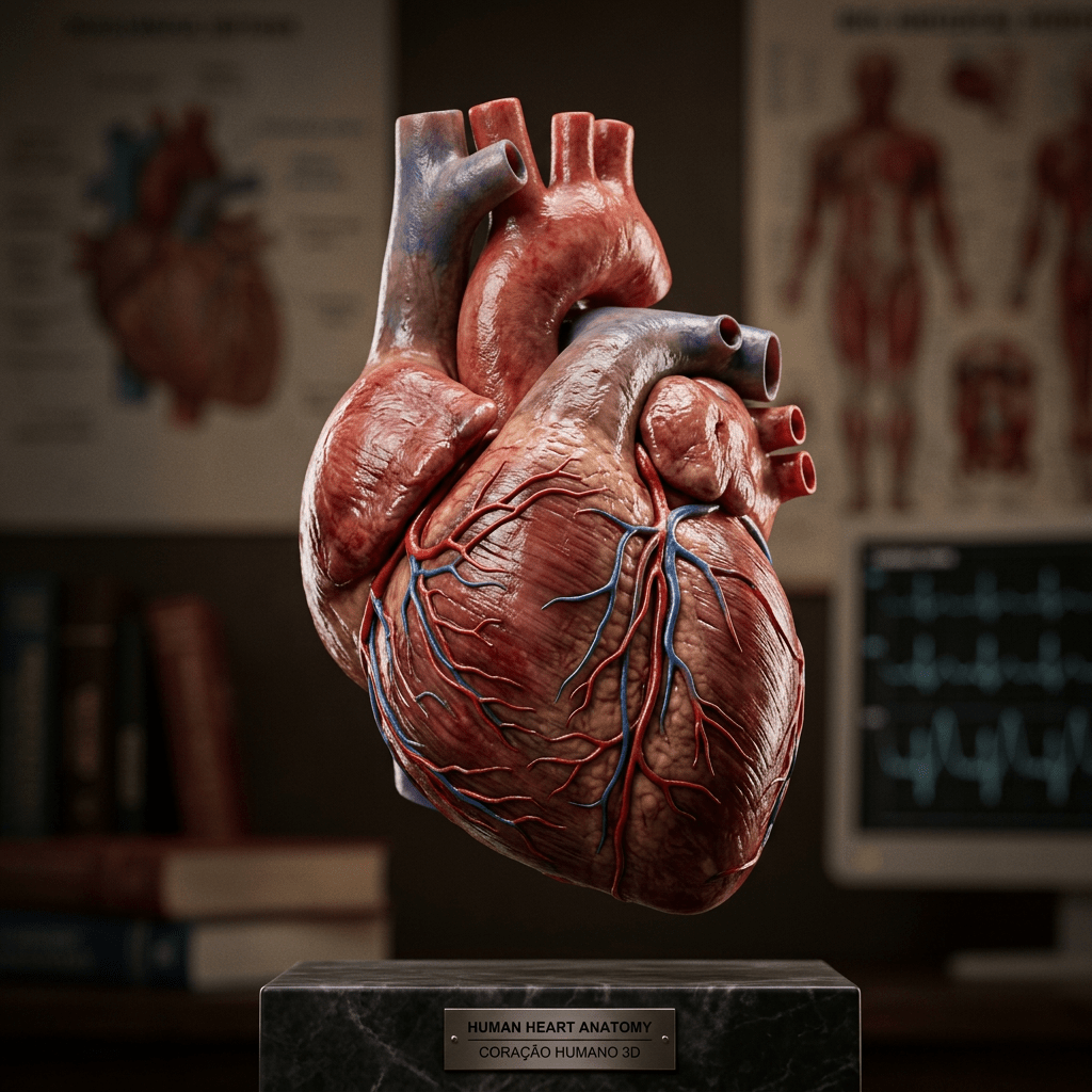 3D human heart model with visible arteries and veins